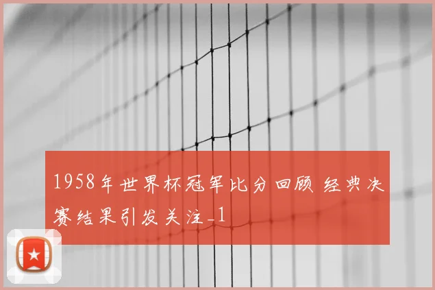 1958年世界杯冠军比分回顾 经典决赛结果引发关注_1